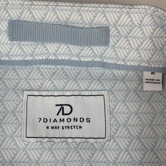 7 Diamonds EUC Palm Woven Shirt Mens M Light Blue 4-Way Stretch SMK-7780 - Picture 4 of 8